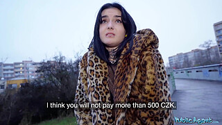 Public Agent French babe Crystal Cherry outdoor blowjob and big dick pov