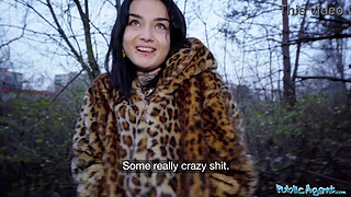 Public Agent French babe Crystal Cherry outdoor blowjob and big dick pov