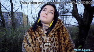 Public Agent French babe Crystal Cherry outdoor blowjob and big dick pov