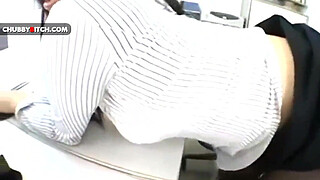 Hot Japanese secretary with big round ass facesitting