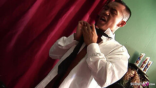 Big natural Saggy Tits Mature Alexis May seduce Thai Boy in Kilt to Fuck her Anal