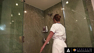 FANTASY MASSAGE - Stunning Masseuse Takes Care Of Her Client's Back By Riding His Big Dick