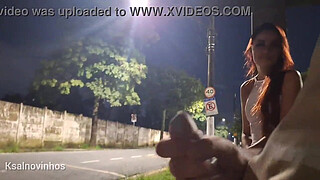 Risky handjob at the bus stop next to a beautiful stranger?