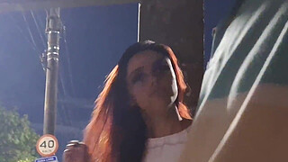 Risky handjob at the bus stop next to a beautiful stranger?