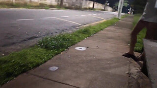 Risky handjob at the bus stop next to a beautiful stranger?