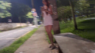 Risky handjob at the bus stop next to a beautiful stranger?