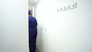 Sara Blonde fucks her patient hard when the stupid Doctor doesn't watch