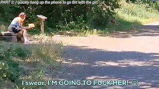 Milf with big tits sucks an unknown guy at the public park and she receives a huge facial - ENG SUB