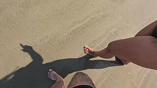 Getting ready in public, street vendors recognize my little whore and of course we get ready on the beach