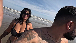 Getting ready in public, street vendors recognize my little whore and of course we get ready on the beach