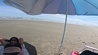 Getting ready in public, street vendors recognize my little whore and of course we get ready on the beach