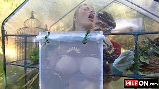 Big ass blondie with amazing big natural tits fucked in her garden - Jenna Starr, Diego Perez