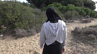 unfaithful married French Muslim wife shows hairy pussy in public