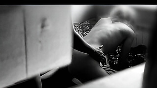 My stepdaughter was fucking with the neighbor, I caught her across the window , love her moans