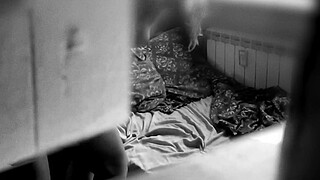 My stepdaughter was fucking with the neighbor, I caught her across the window , love her moans