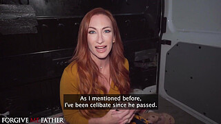 Forgive Me Father - Innocent widow redhead MILF first time with big dick hardcore sex public pick up