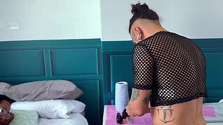 Threesome with stepmother and her stepdaughter after tattooing her