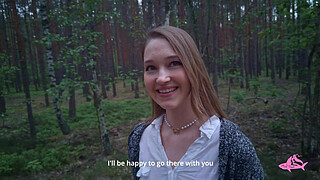 Powerful cumshot all over the face of a sexy nymphomaniac in the forest (part 2)