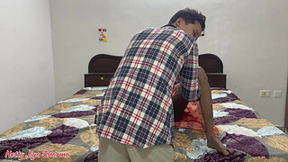 Sister-in-law taking jhadoo in pussy her brother-in-law to kiss her pussy by feeding milk from her big nipples