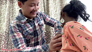 Sister-in-law taking jhadoo in pussy her brother-in-law to kiss her pussy by feeding milk from her big nipples