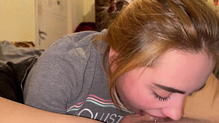 Blonde Babe Sloppy Deepthroat Dick to Cum In Mouth