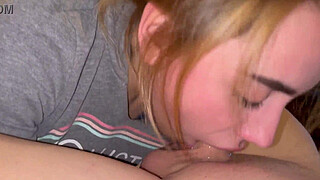 Blonde Babe Sloppy Deepthroat Dick to Cum In Mouth