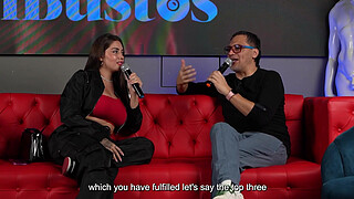 I fuck a big dick fan on live TV show in front of my cuckold boyfriend - SARA BLONDE