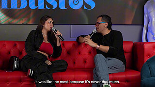 I fuck a big dick fan on live TV show in front of my cuckold boyfriend - SARA BLONDE