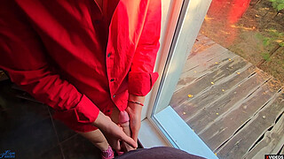 Step Sister Helps Step Brother To Cum Quick In Her Panties While Step Mom Waiting In Car