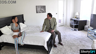 Boss Catches New Nanny Amia Miley Rubbing Her Pussy Instead Of Working