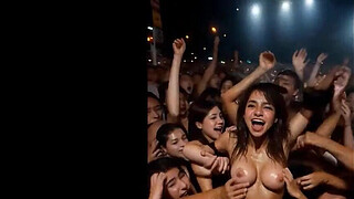horny girl having fun in public concert