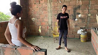 I fuck my boss's huge pussy for the first time and I cum inside her