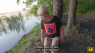 MOMMY4K. Russian Cougar Malusha found a dude with huge cock in the park and fucked him in 5 minutes