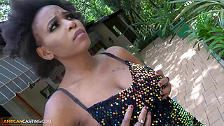 Big tits ebony rides jumbo size producer after fake modeling casting