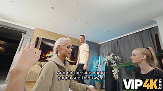 VIP4K. Fucked a hot blonde in a threesome, her boyfriend was cuckolding