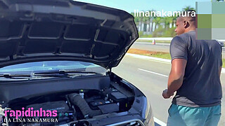 I gave my pussy on the road without a condom to Negão, a gifted truck driver who helped me fix the car - naughty Asian gives her pussy on the highway - Lina Nakamura - John Coffee