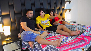 MY STEPSISTER SUCKS ME OFF BEHIND MY FRIEND'S BACK