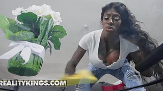 REALITY KINGS - Bombshell Ebony Mystique Can't Resist Taking A Ride On Her Sexy Stepson's Hard Dick