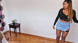 Perfect ass MILF lets herself be filmed while giving her stepson a blowjob and fucking him