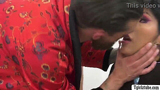 Stepdad spanks and fucks TS Stepdaughters asshole