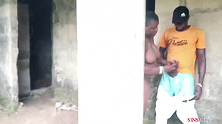 African Gift washed her pussy thoroughly before fucking the kings son outdoor