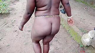 African Gift washed her pussy thoroughly before fucking the kings son outdoor