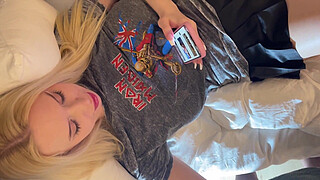 Hot Sexy Tight Pussy College Girl with Thick Thighs and Strong Calves plays with a Cock slowly for edging and Precum Squeezing from the Balls