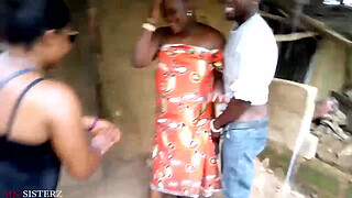 A LADY CAUGHT TWO STRANGERS FUCKING IN HER OUTDOOR AND SHE JOINED THEM FUCKING UNDER THE RAINFALL