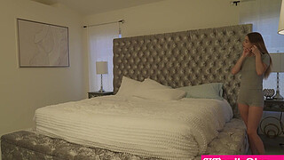 Tiny stepsister teen Little caught snooping in her stepparents room
