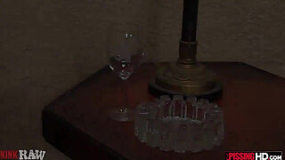 Three kinky ladies take turns pissing on each other