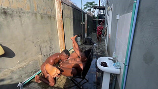 Having fun with colleagues in my compound