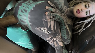 Tattooed Girl Takes Big Cock in Room