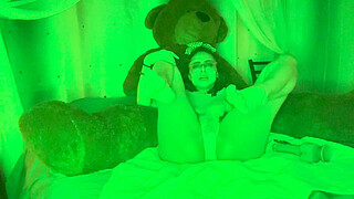 16 rossmex masturbates with his vibrator during a slumber party with his teddy bear, a hot Mexican woman for a video call with her teddy bear