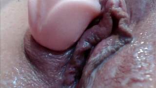 Extreme close up wet pussy fingering gaping and creampie with big erected clitoris